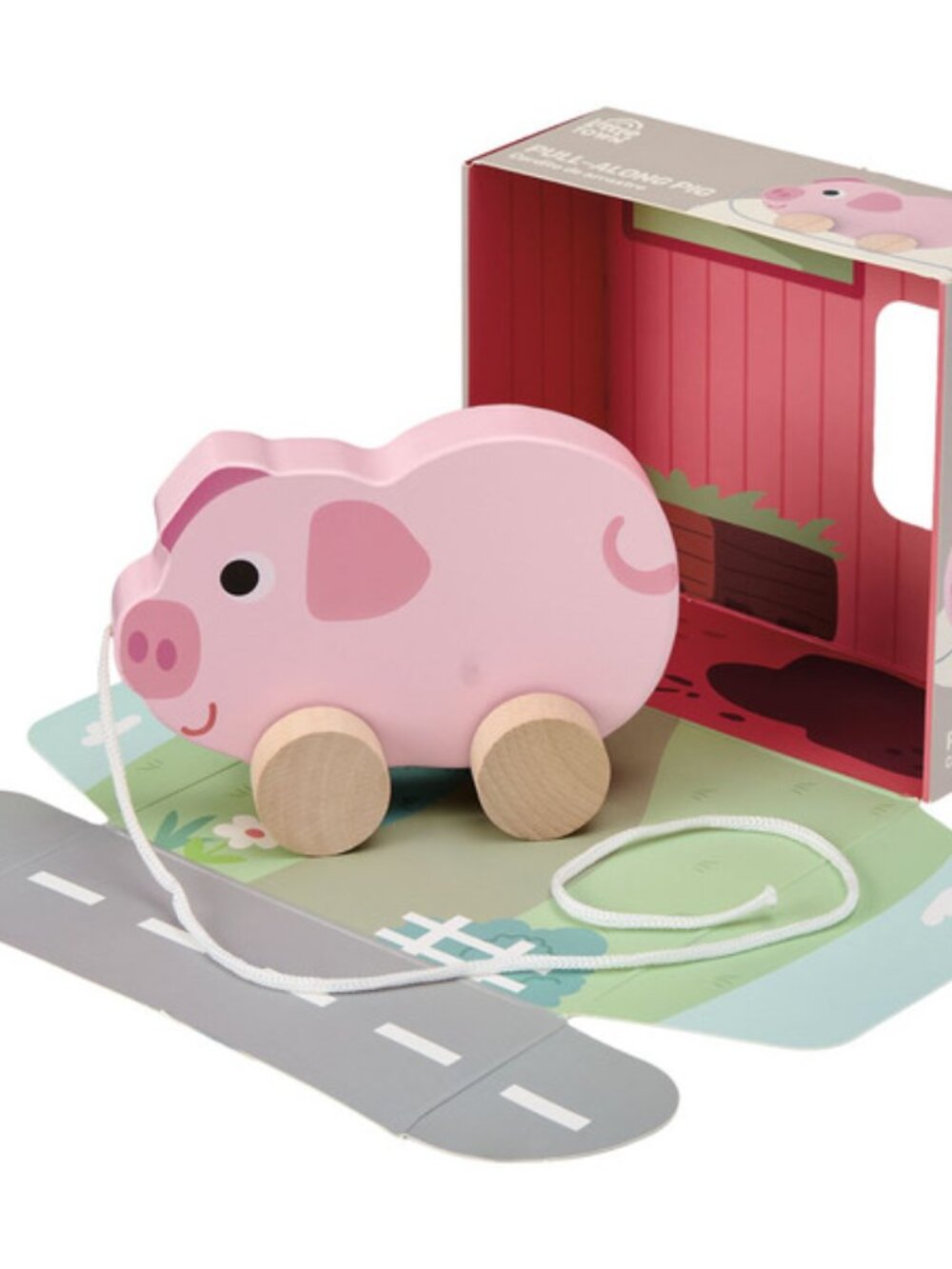 Little Town Wooden Pull-Along Pig Pull Toy, 18+ months, NIB
